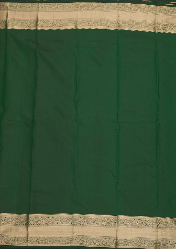 Bottle Green Zariwork Pure Silk Saree