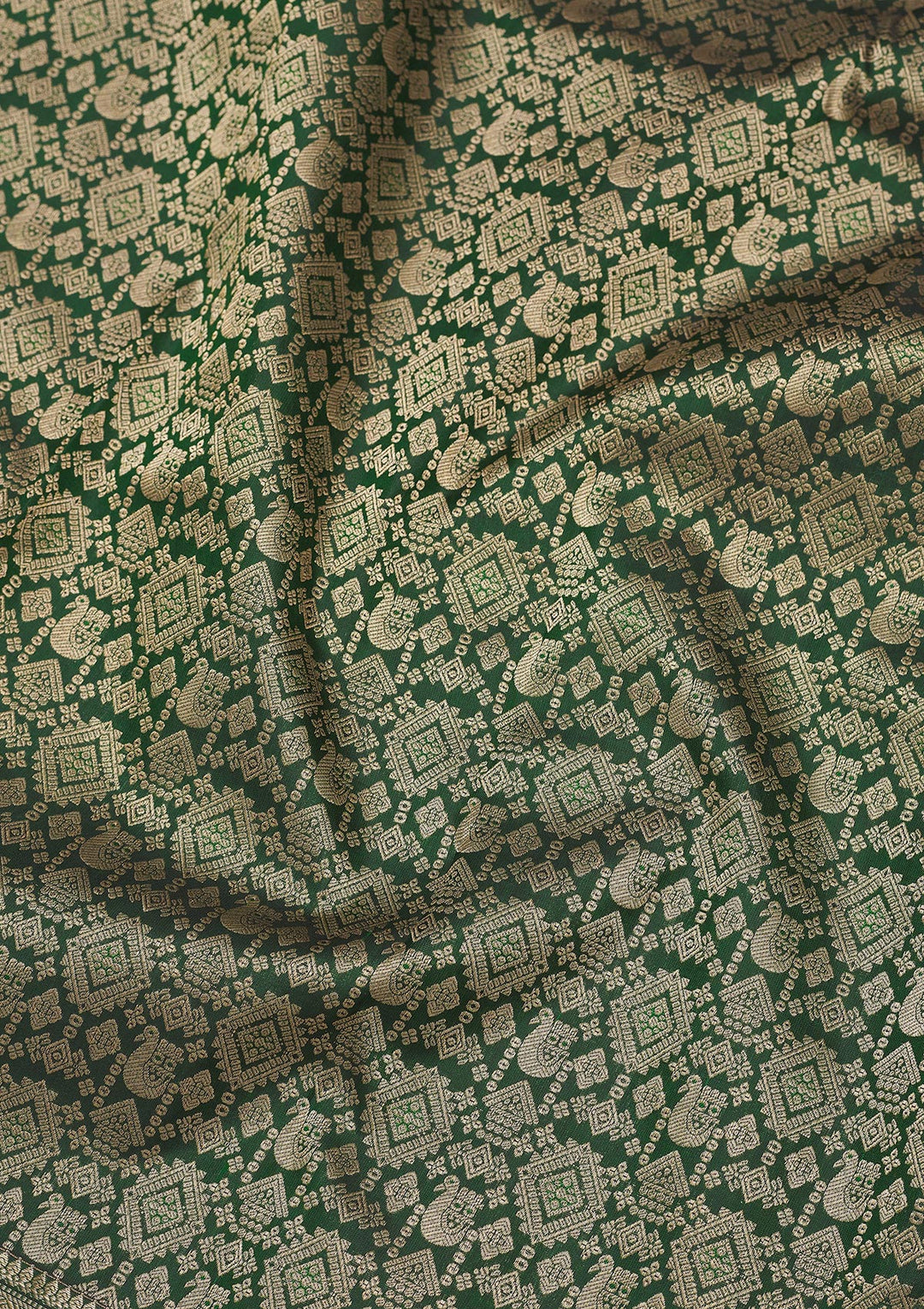 Bottle Green Zariwork Pure Silk Saree