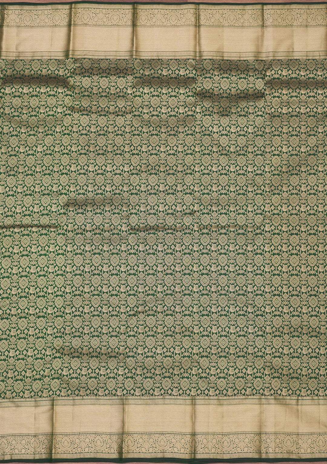 Bottle Green Zariwork Pure Silk Saree