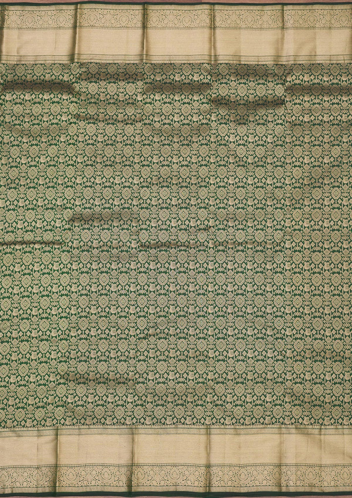Bottle Green Zariwork Pure Silk Saree