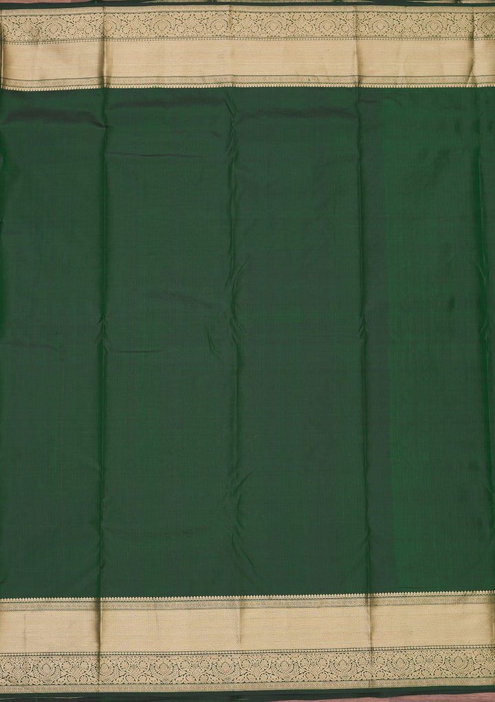 Bottle Green Zariwork Pure Silk Saree