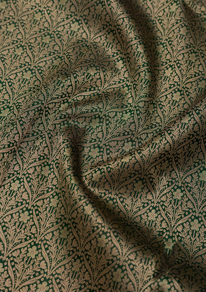 Bottle Green Zariwork Pure Silk Saree