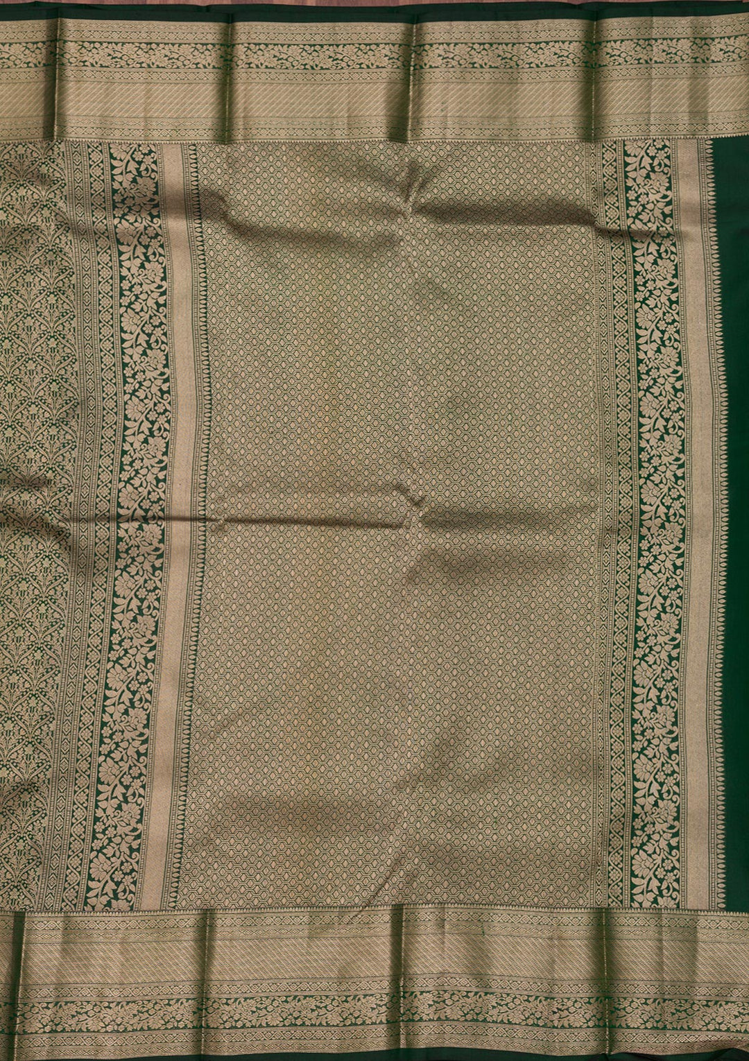 Bottle Green Zariwork Pure Silk Saree