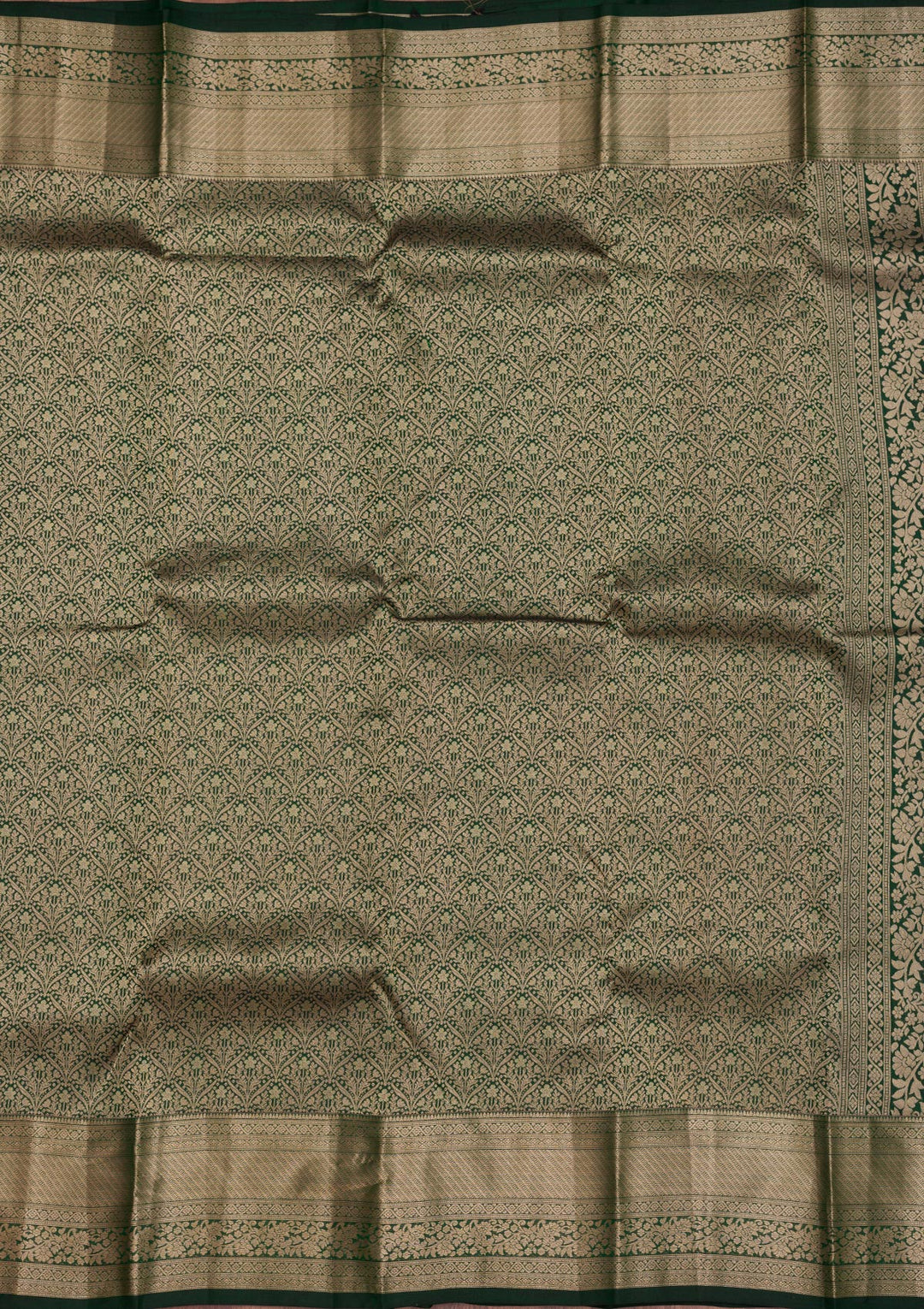 Bottle Green Zariwork Pure Silk Saree