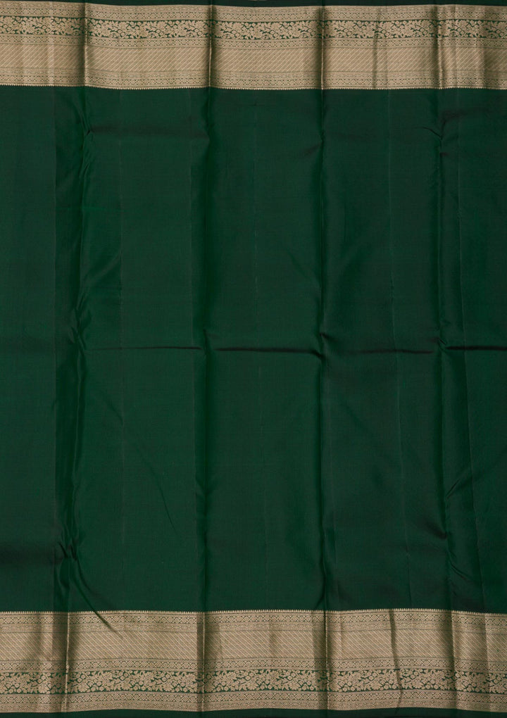 Bottle Green Zariwork Pure Silk Saree