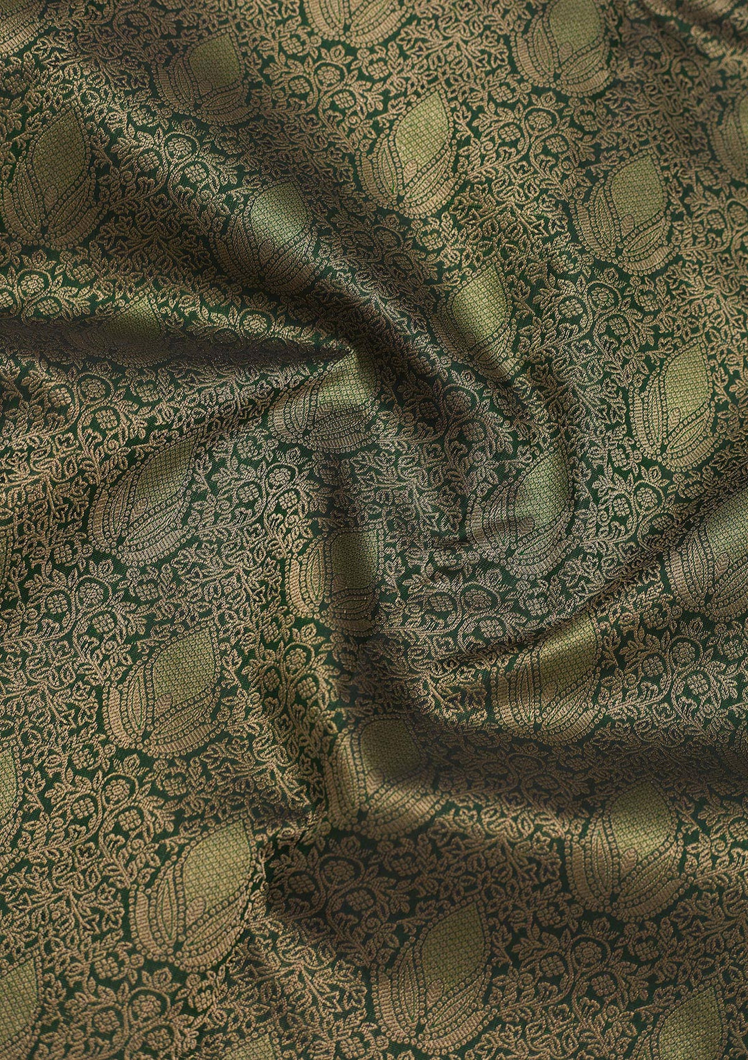 Bottle Green Zariwork Pure Silk Saree