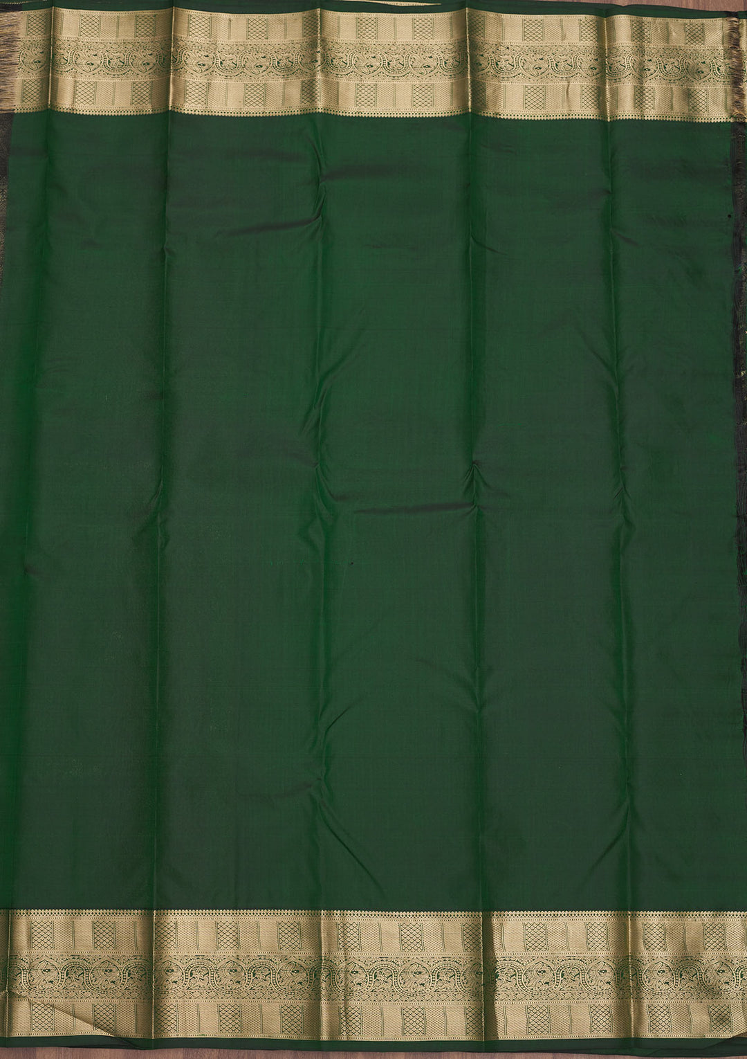Bottle Green Zariwork Pure Silk Saree
