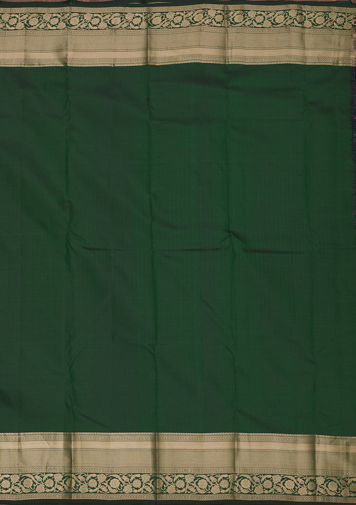 Bottle Green Zariwork Pure Silk Saree