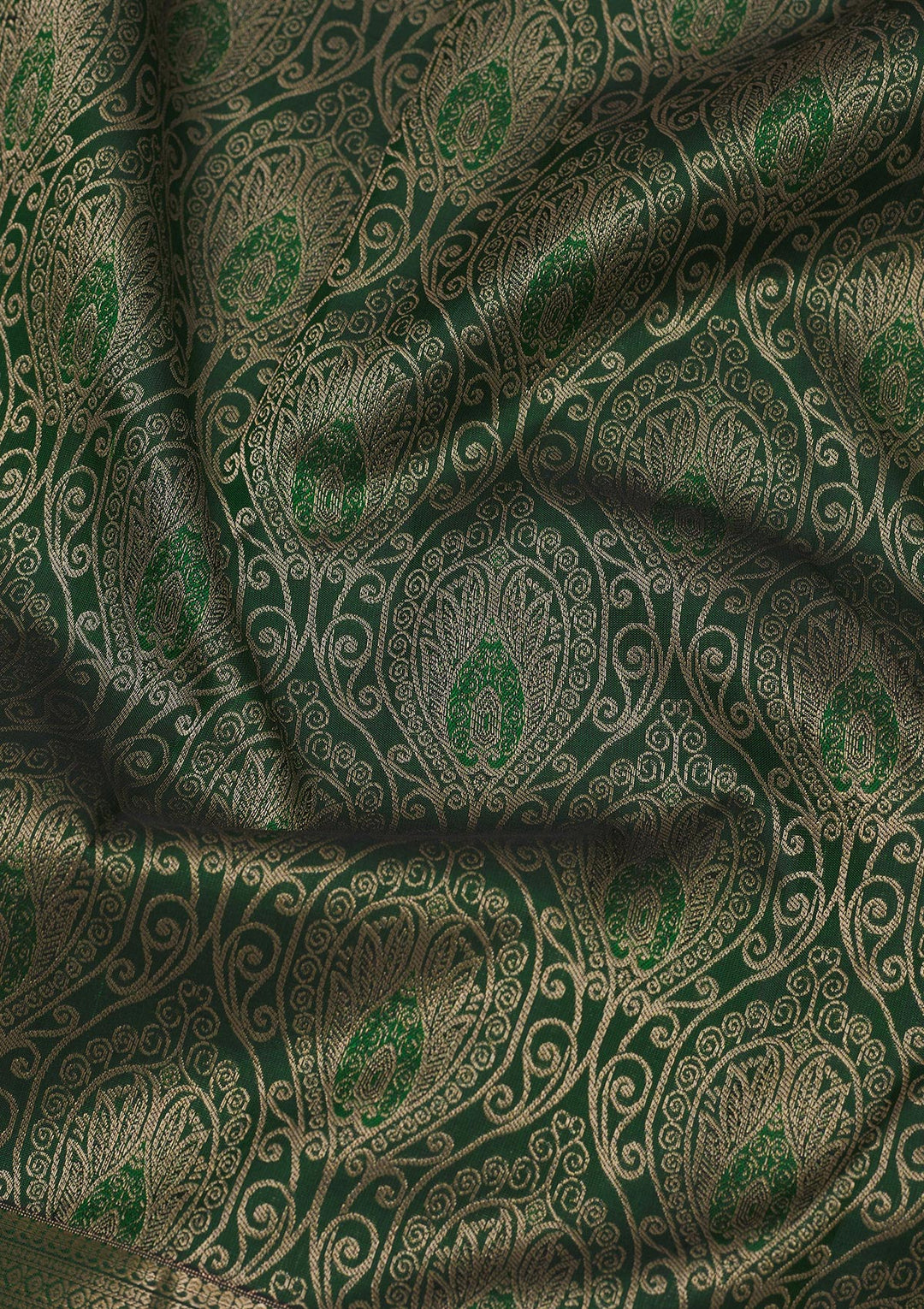 Bottle Green Zariwork Pure Silk Saree