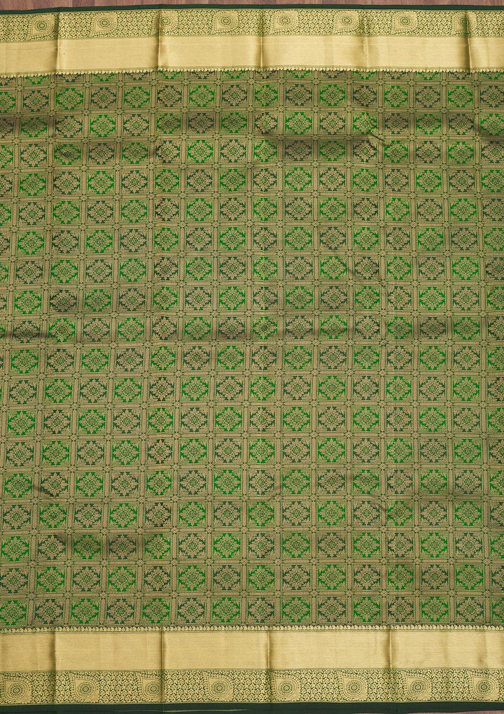 Bottle Green Zariwork Pure Silk Saree