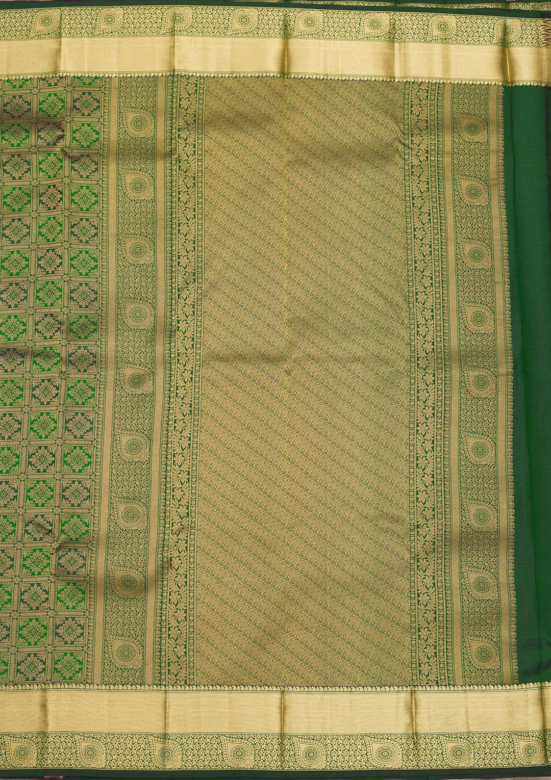 Bottle Green Zariwork Pure Silk Saree