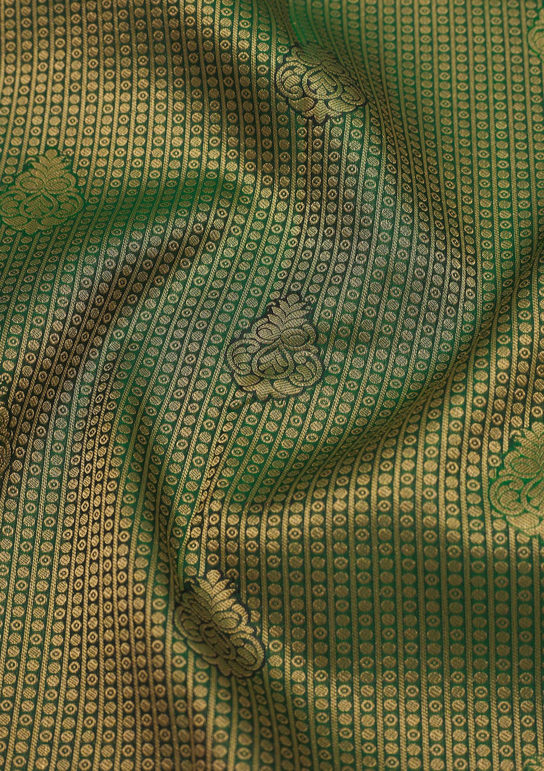 Bottle Green Zariwork Pure Silk Saree