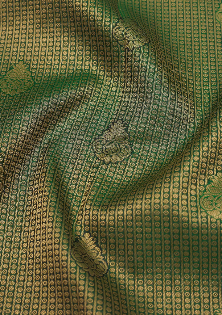 Bottle Green Zariwork Pure Silk Saree