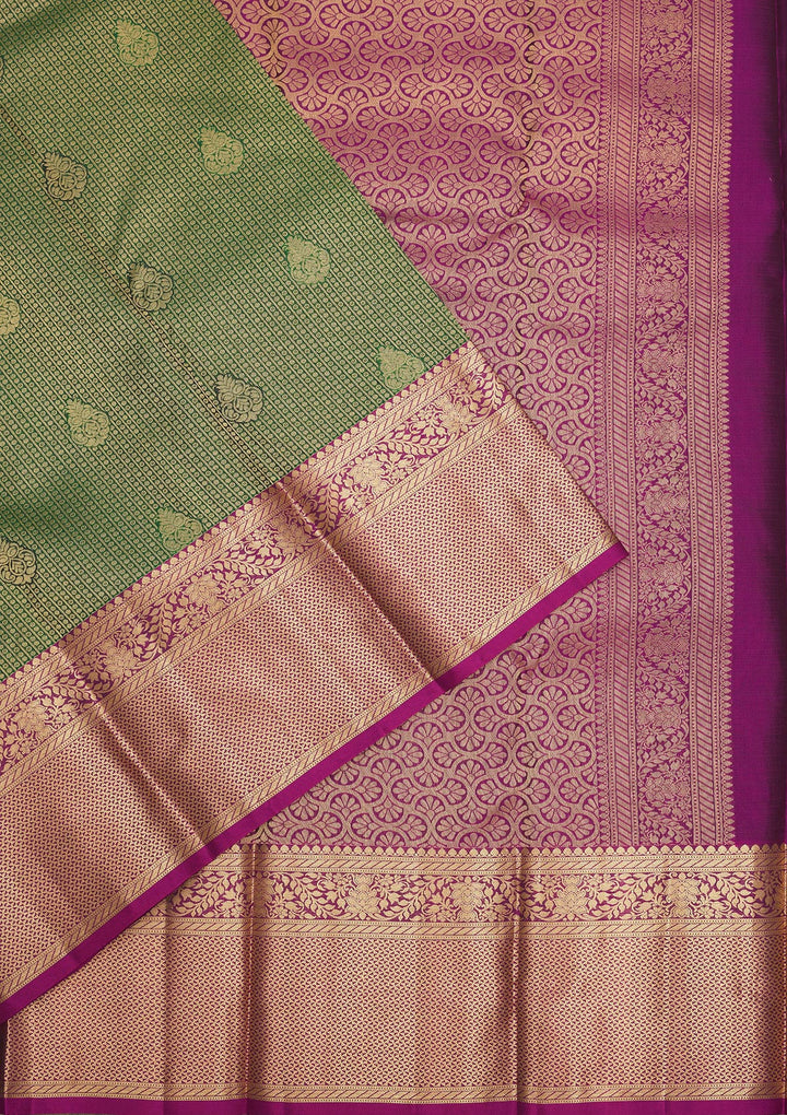 Bottle Green Zariwork Pure Silk Saree