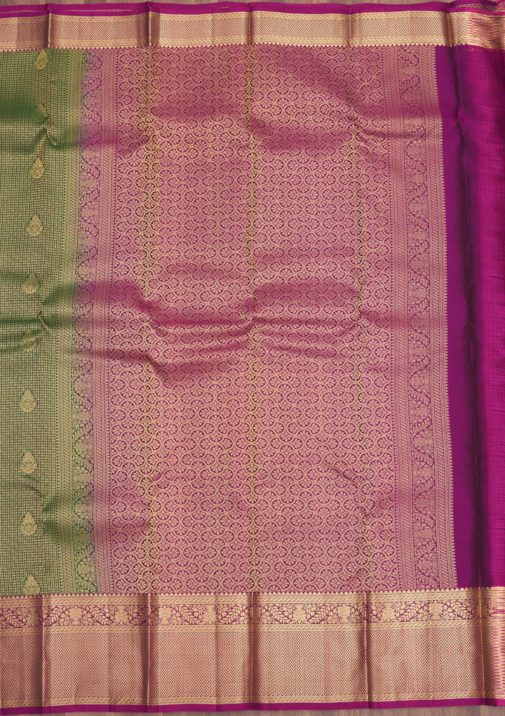 Bottle Green Zariwork Pure Silk Saree