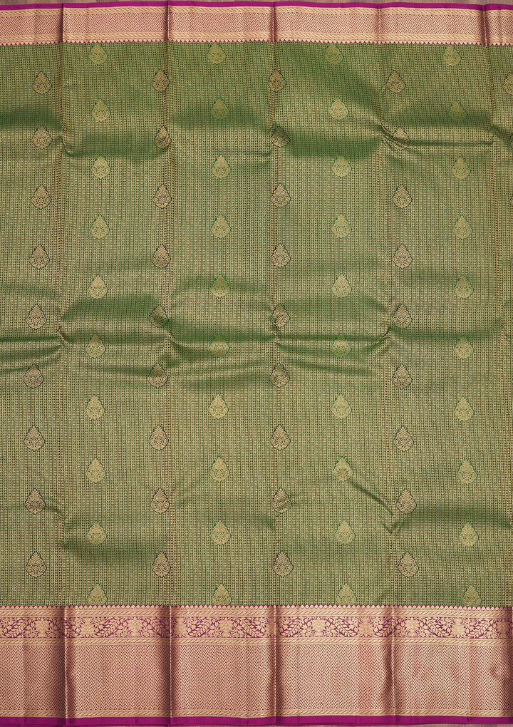 Bottle Green Zariwork Pure Silk Saree