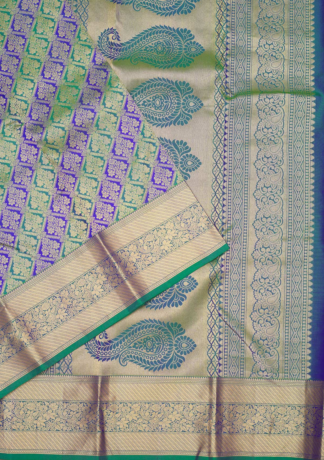 Bottle Green Zariwork Pure Silk Saree
