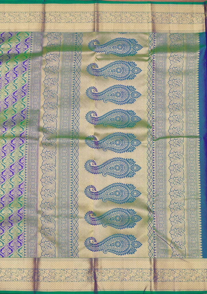 Bottle Green Zariwork Pure Silk Saree