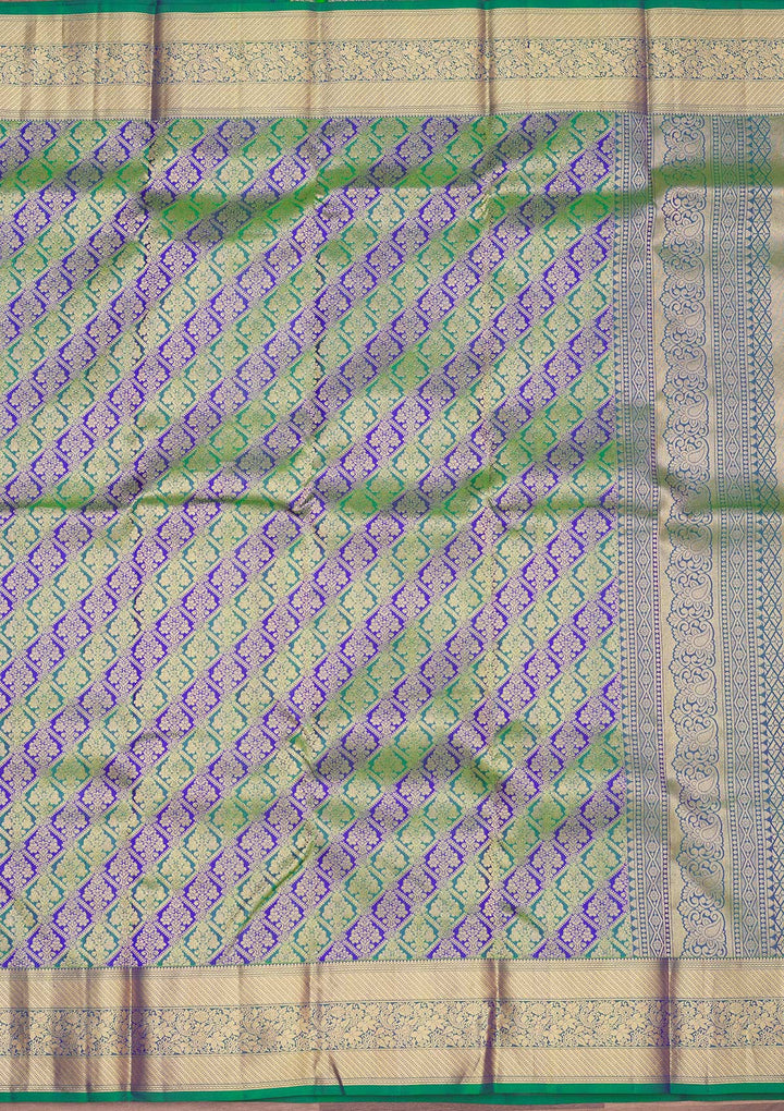 Bottle Green Zariwork Pure Silk Saree