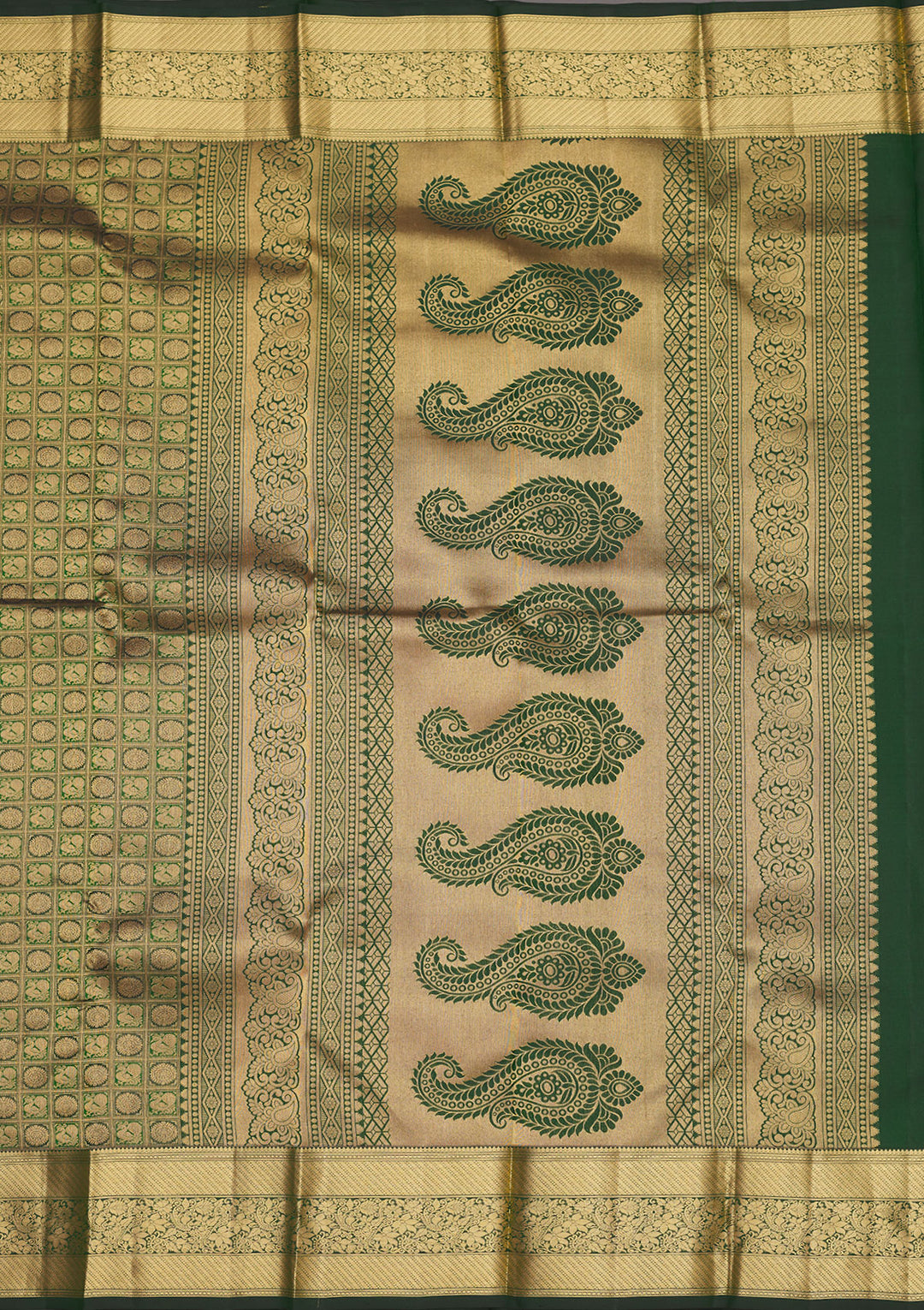 Bottle Green Zariwork Pure Silk Saree