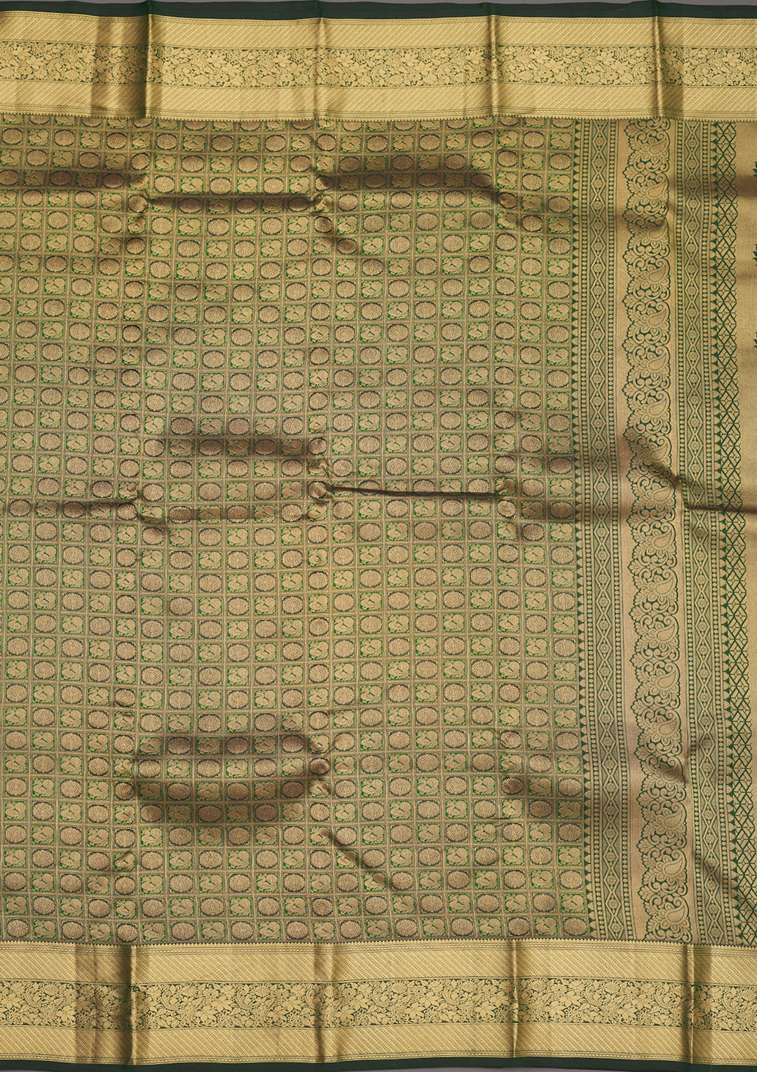 Bottle Green Zariwork Pure Silk Saree
