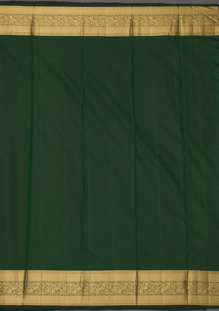 Bottle Green Zariwork Pure Silk Saree