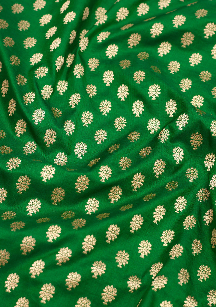 Bottle Green Zariwork Pure Silk Saree