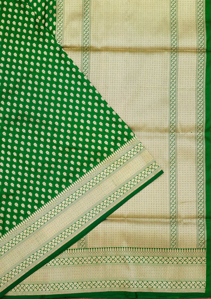Bottle Green Zariwork Pure Silk Saree