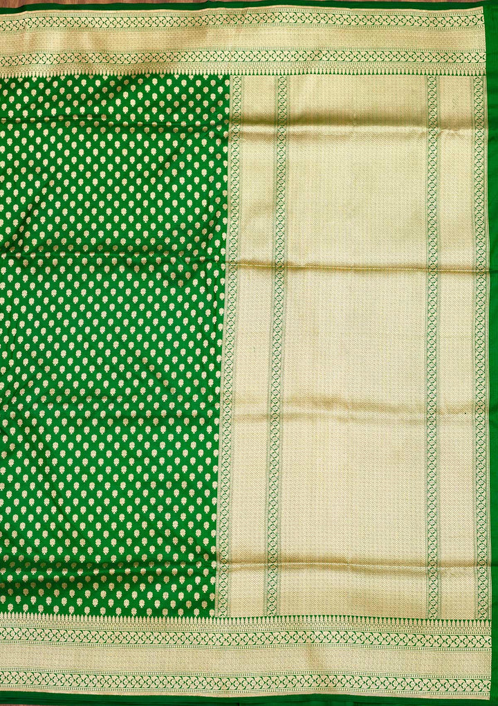 Bottle Green Zariwork Pure Silk Saree