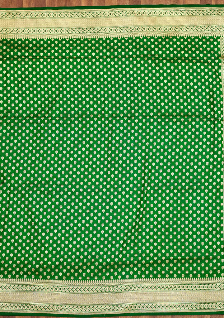 Bottle Green Zariwork Pure Silk Saree