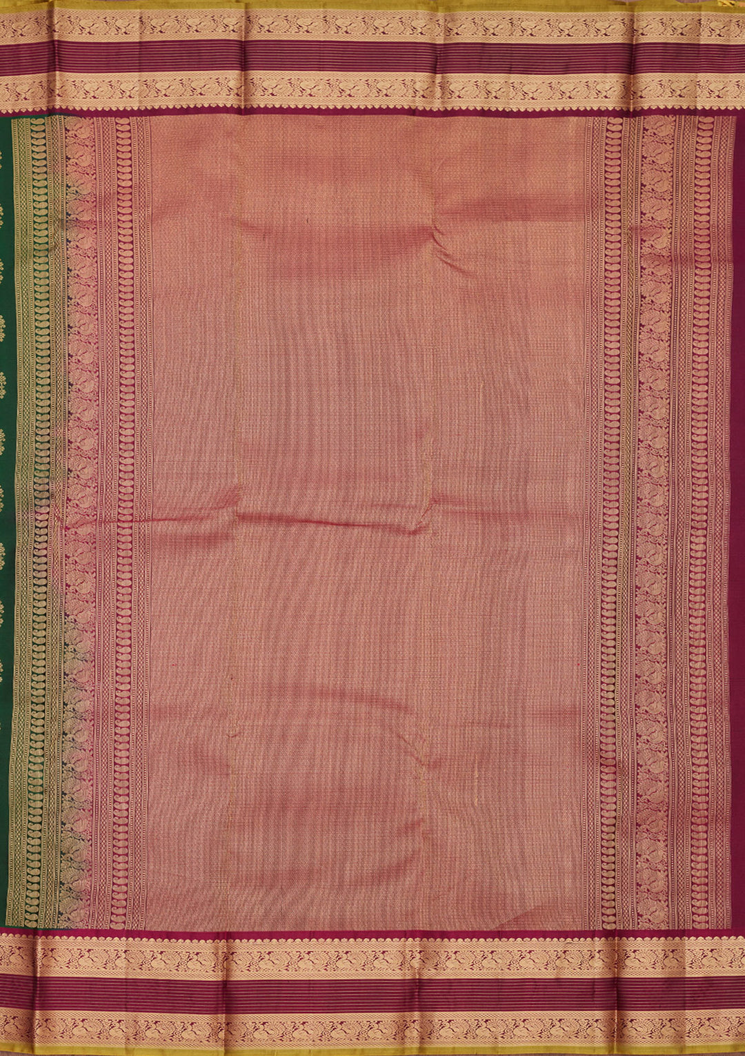 Bottle Green Zariwork Pure Silk Saree