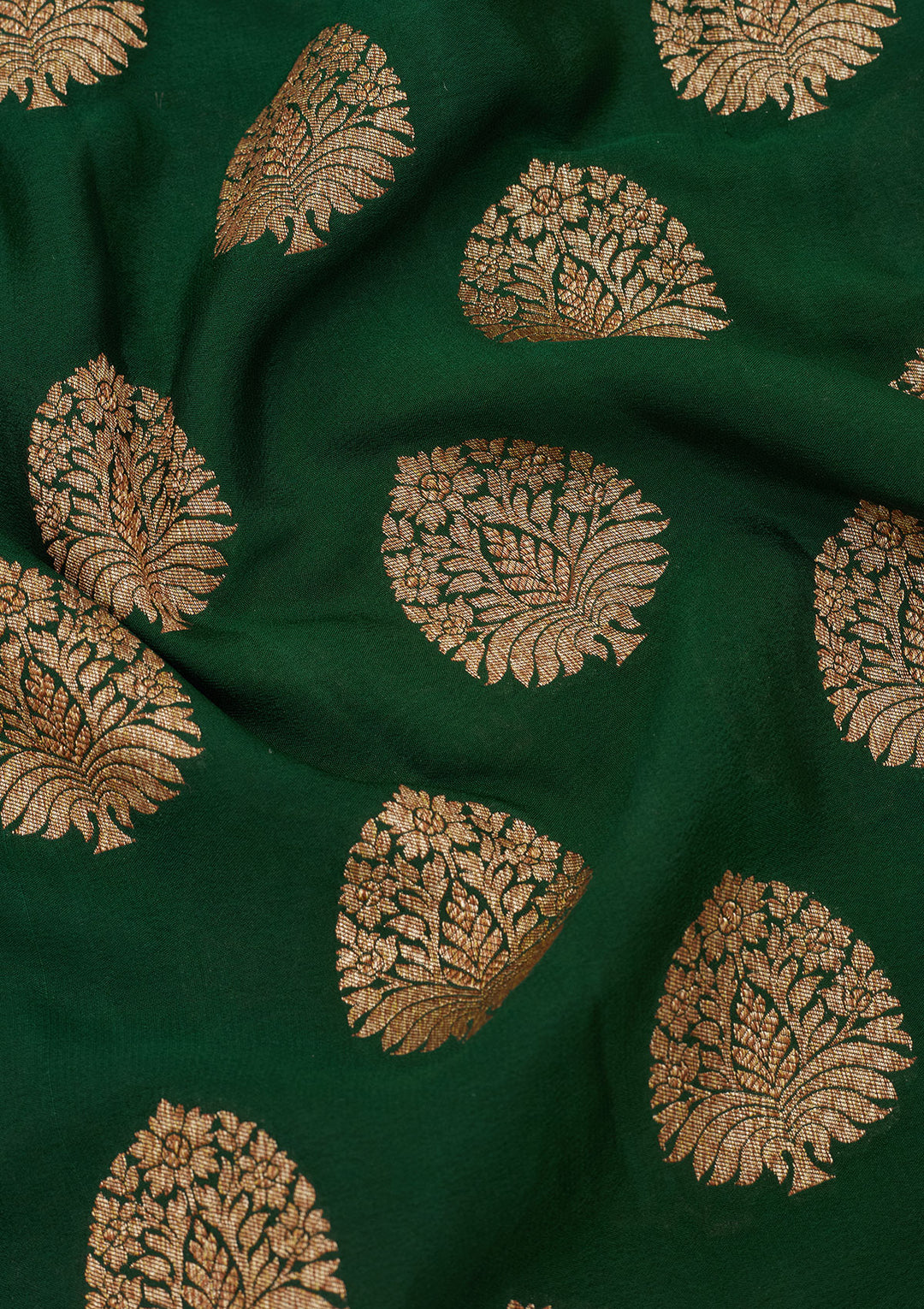 Bottle Green Zariwork Pure Silk Saree