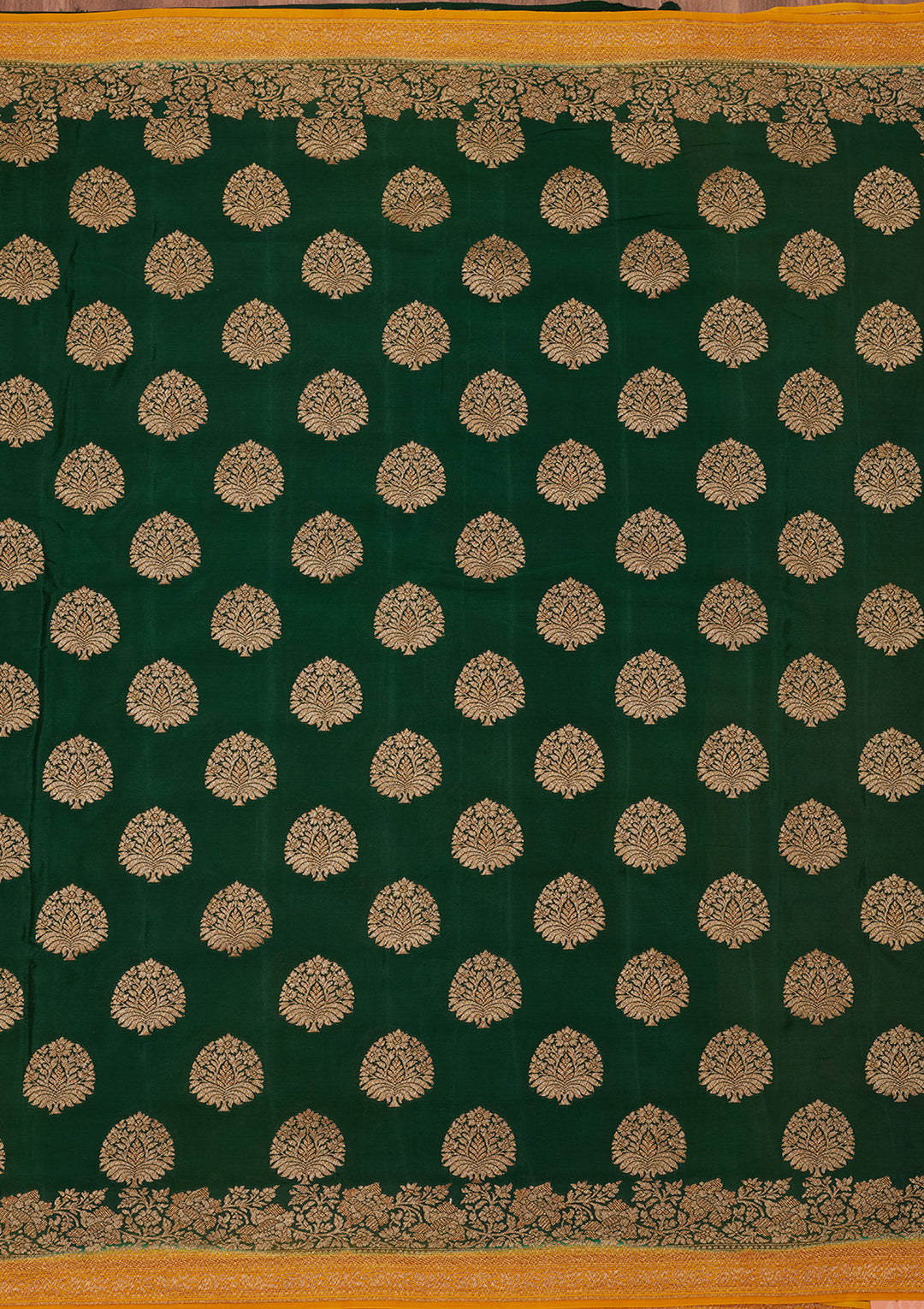 Bottle Green Zariwork Pure Silk Saree