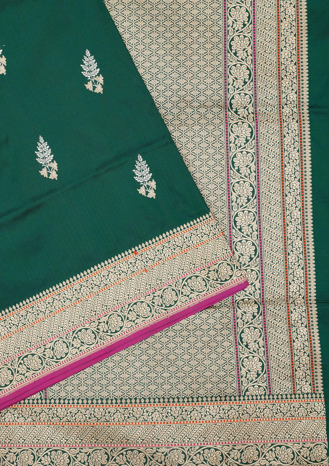 Bottle Green Zariwork Pure Silk Saree
