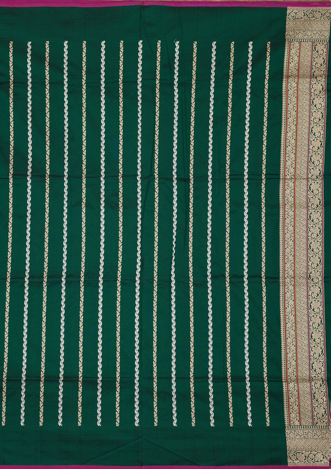 Bottle Green Zariwork Pure Silk Saree