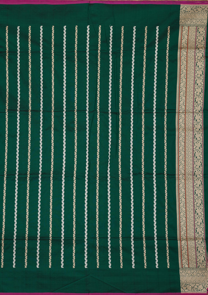 Bottle Green Zariwork Pure Silk Saree