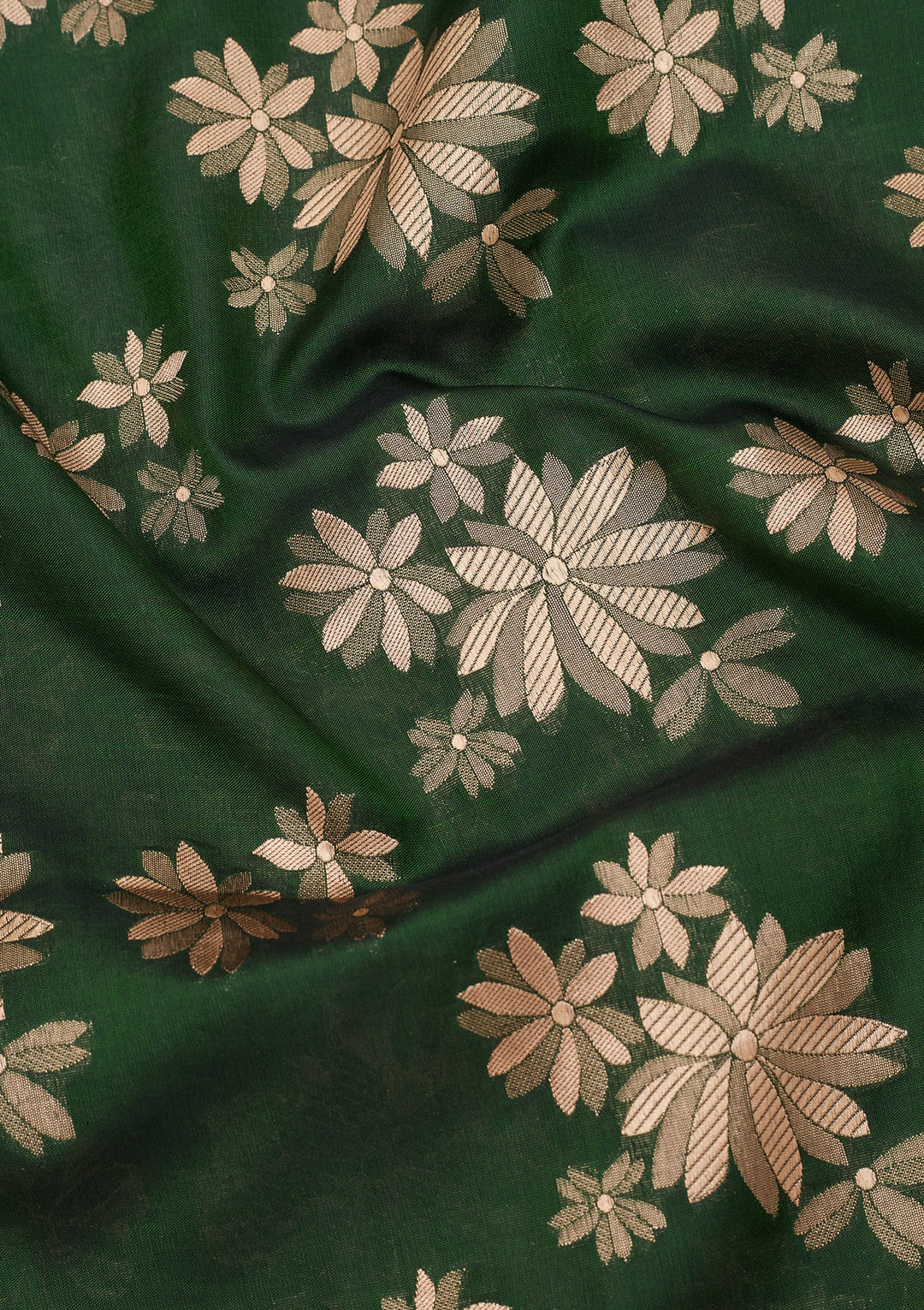 Bottle Green Zariwork Pure Silk Saree