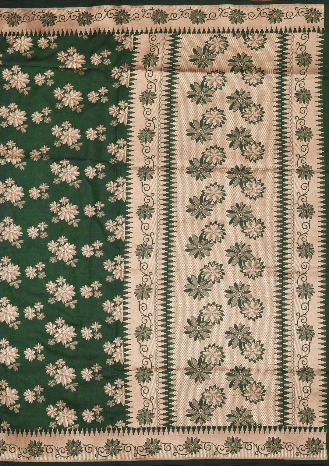 Bottle Green Zariwork Pure Silk Saree