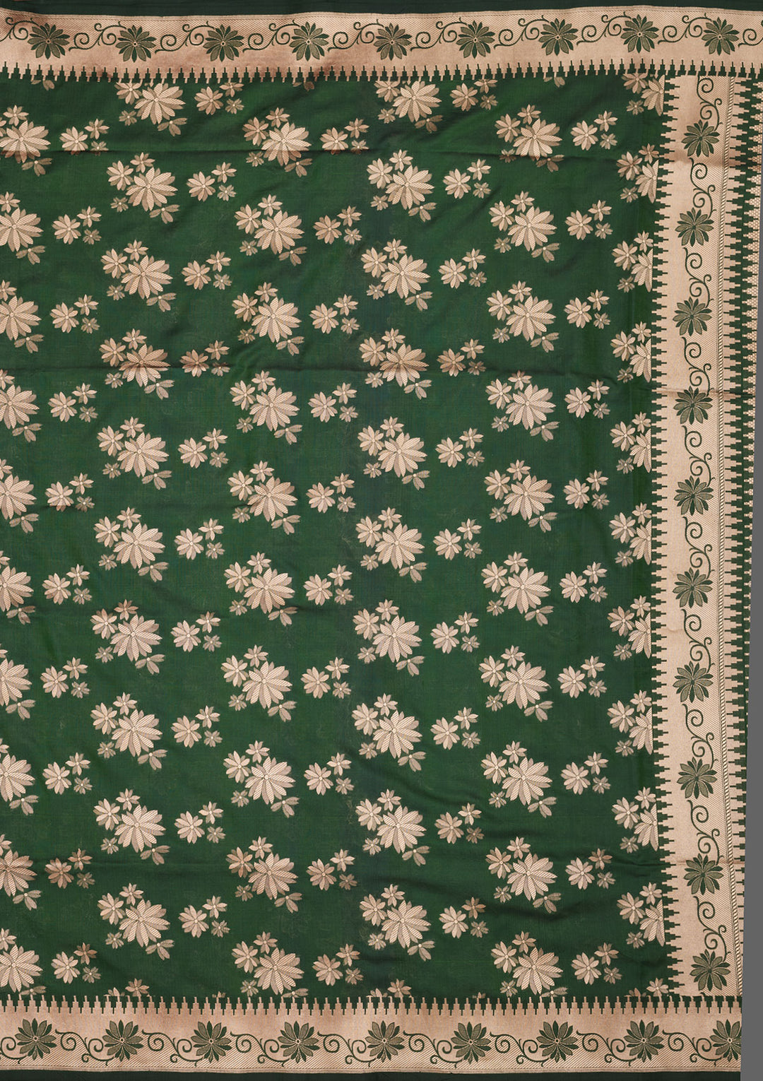 Bottle Green Zariwork Pure Silk Saree