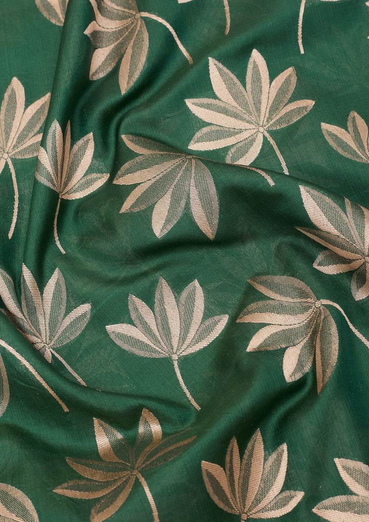Bottle Green Zariwork Pure Silk Saree
