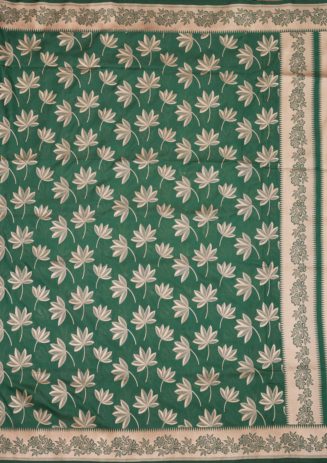 Bottle Green Zariwork Pure Silk Saree