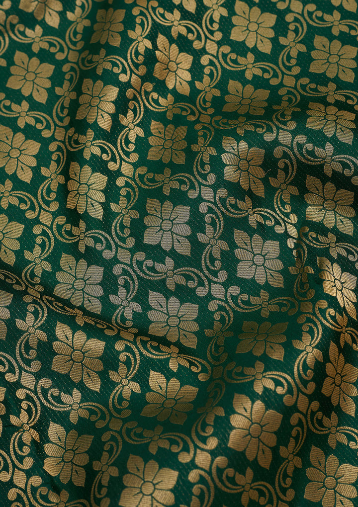 Bottle Green Zariwork Pure Silk Saree