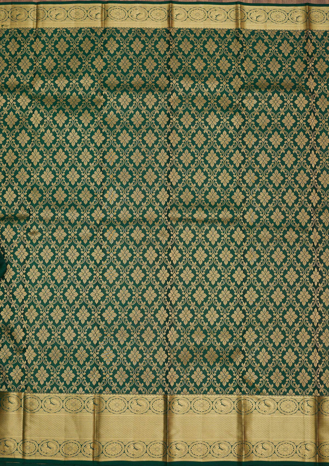 Bottle Green Zariwork Pure Silk Saree
