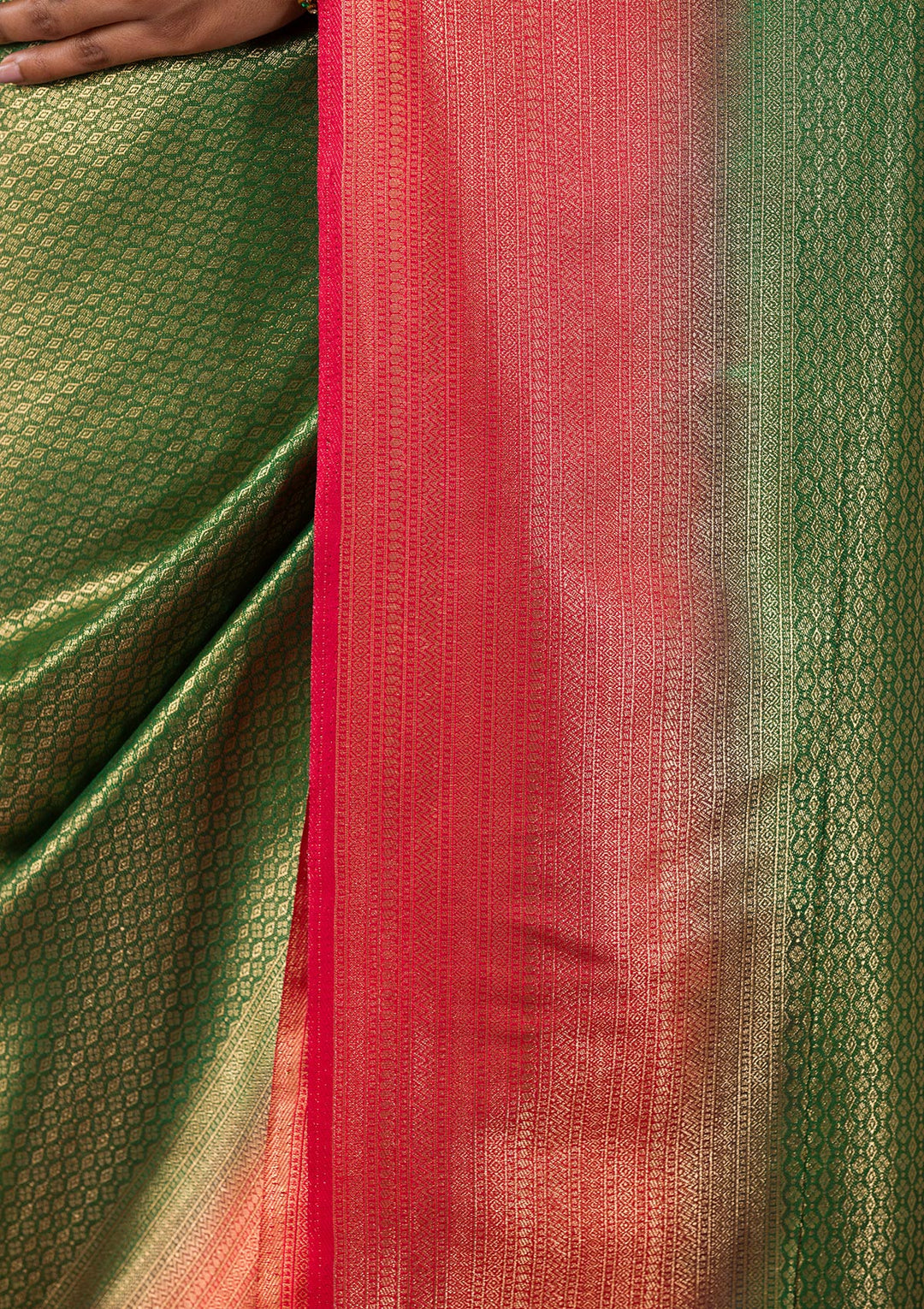 Bottle Green Zariwork Soft Silk Saree