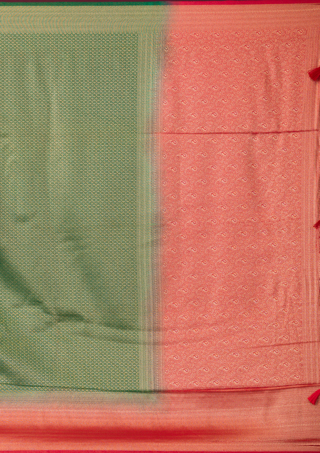 Bottle Green Zariwork Soft Silk Saree