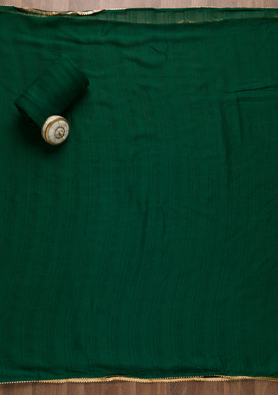 Bottle Green Zariwork Tissue Unstitched Salwar Suit