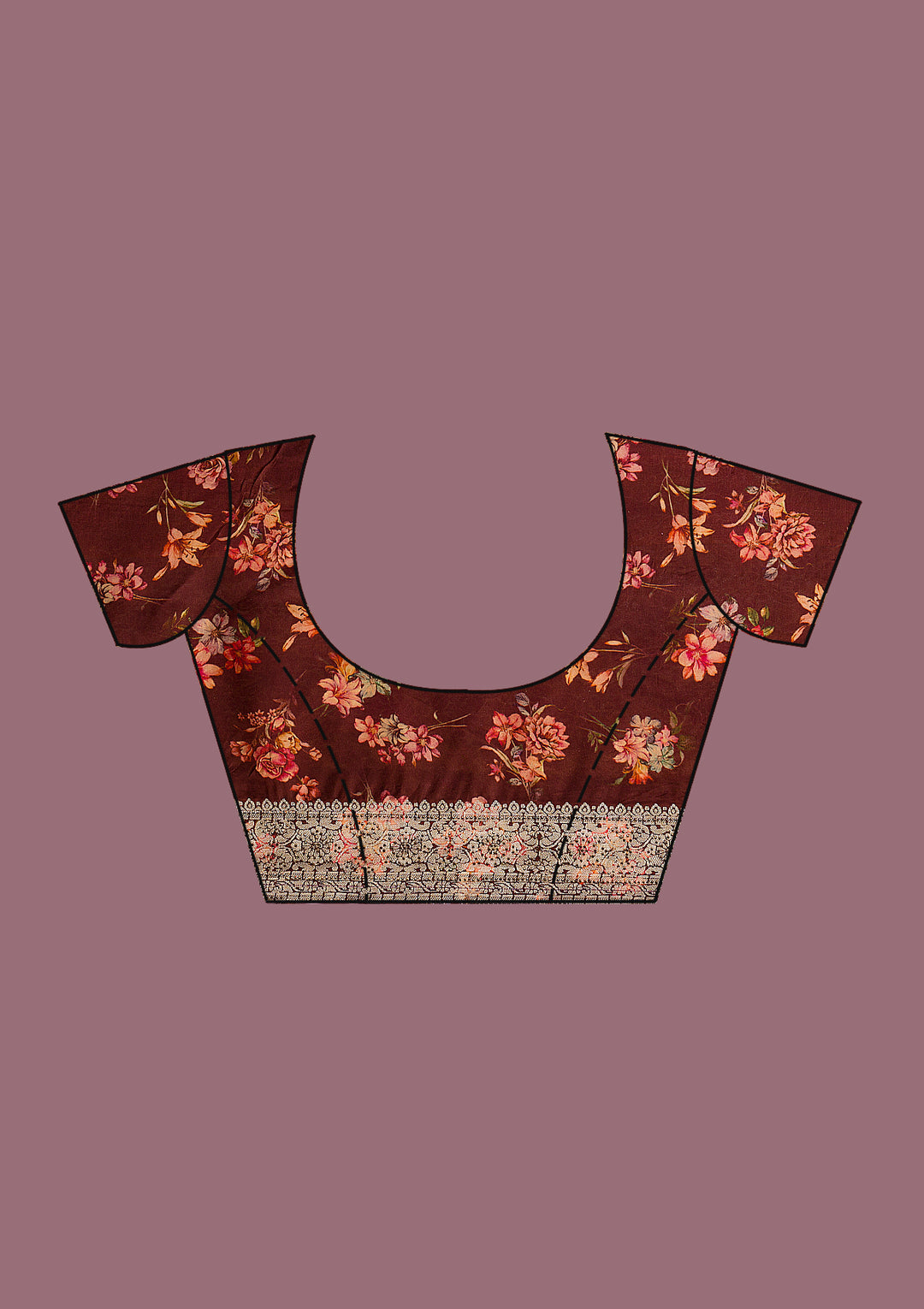 Brown Printed Georgette Saree