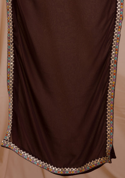 Brown Sequins Georgette Readymade Sharara Suit