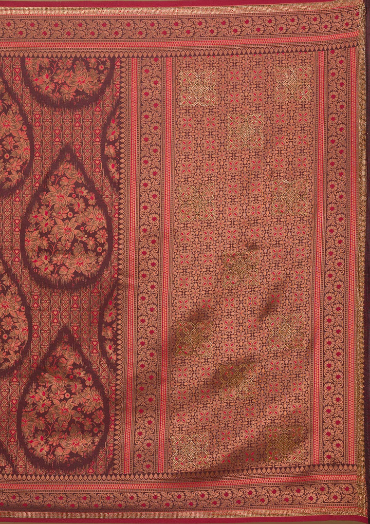 Brown Stonework Art Silk Saree