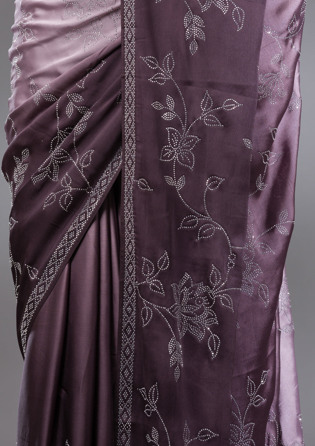 Brown Stonework Satin Saree